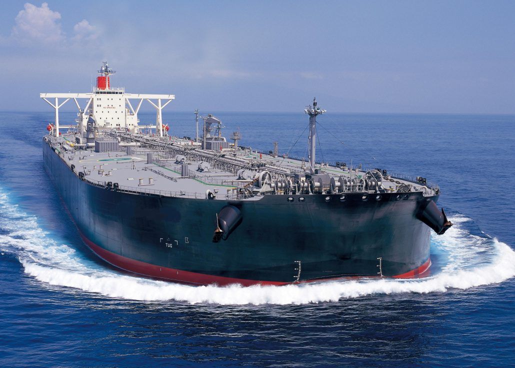 Very large crude carrier under way at sea